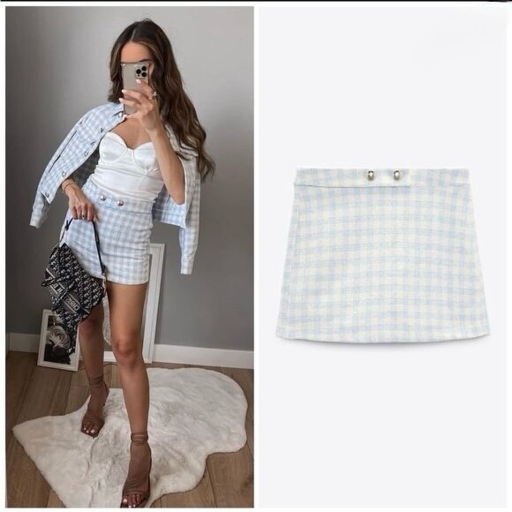 Zara Tweed Skort Plaid - Size L